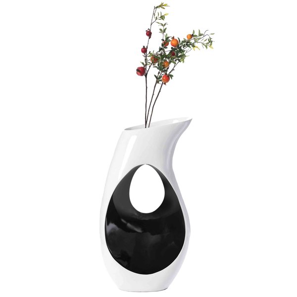Uniquewise Modern floor vase, White Unique Trumpet Floor Vase, Home Interior Decoration, Modern Floor Vase, Tall Floor Vases for Entryway and Living Room And Office 33.75" Tall QI004002.L